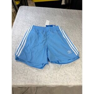 adidas Men’s Light Blue Athletic Shorts with White Stripes